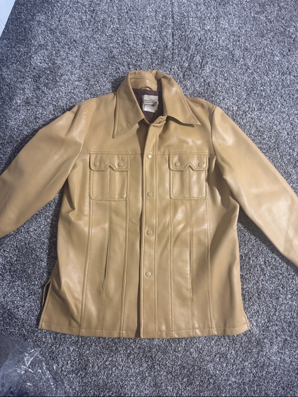 Men's Tan Performance Jacket - Lightweight Leather-Look